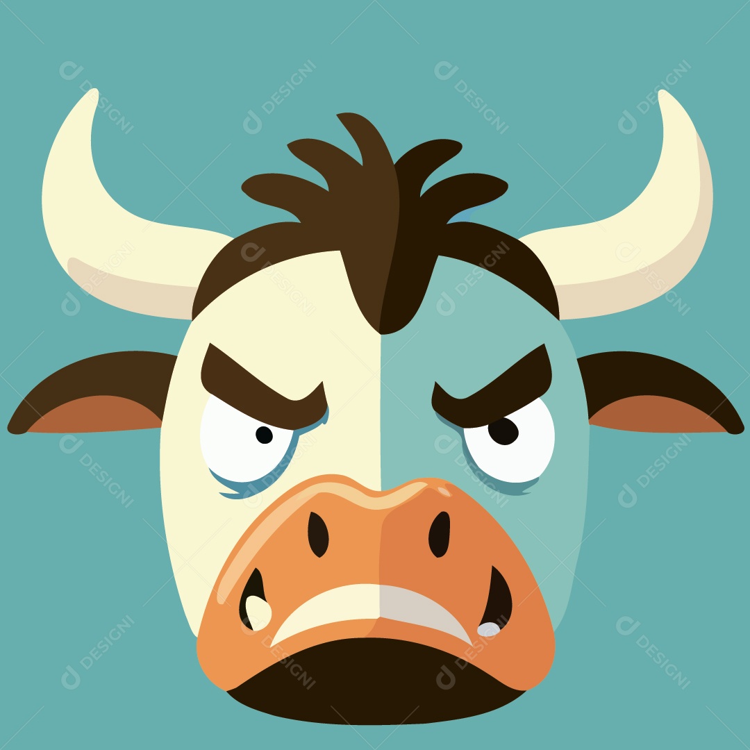 Vaca Brava Mamífero Animal Cabeça Isolada Colorida Ilustração Vetorial Vetor EPS