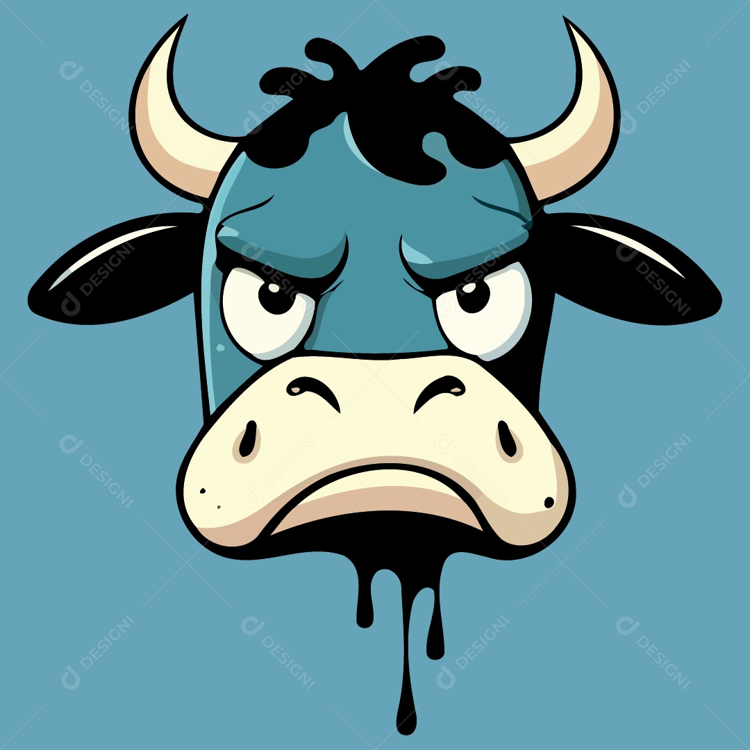 Vaca Brava Mamífero Animal Cabeça Isolada Colorida Ilustração Vetorial Vetor EPS