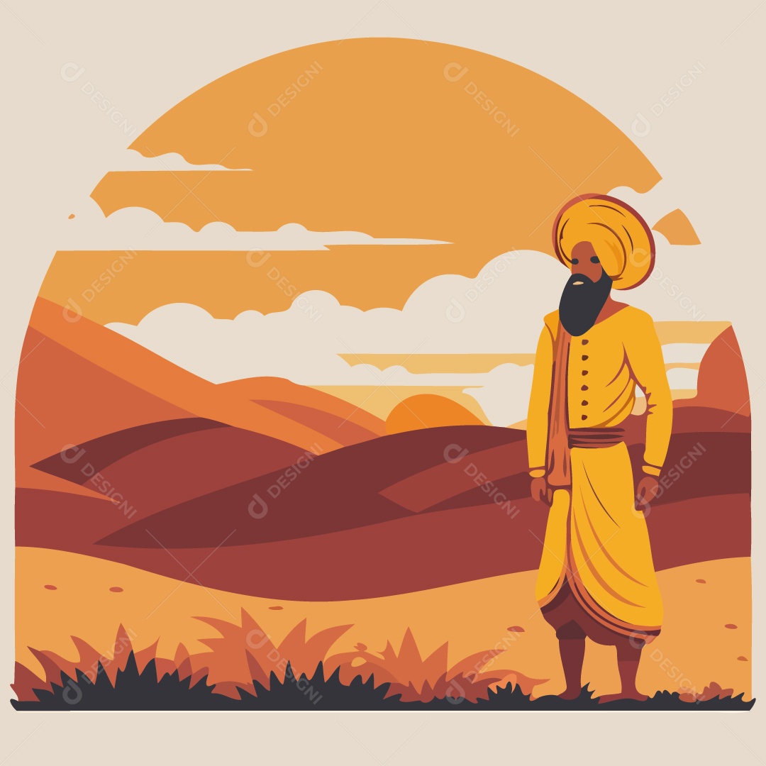 Personagem indiano em Baisakhi Vetor EPS