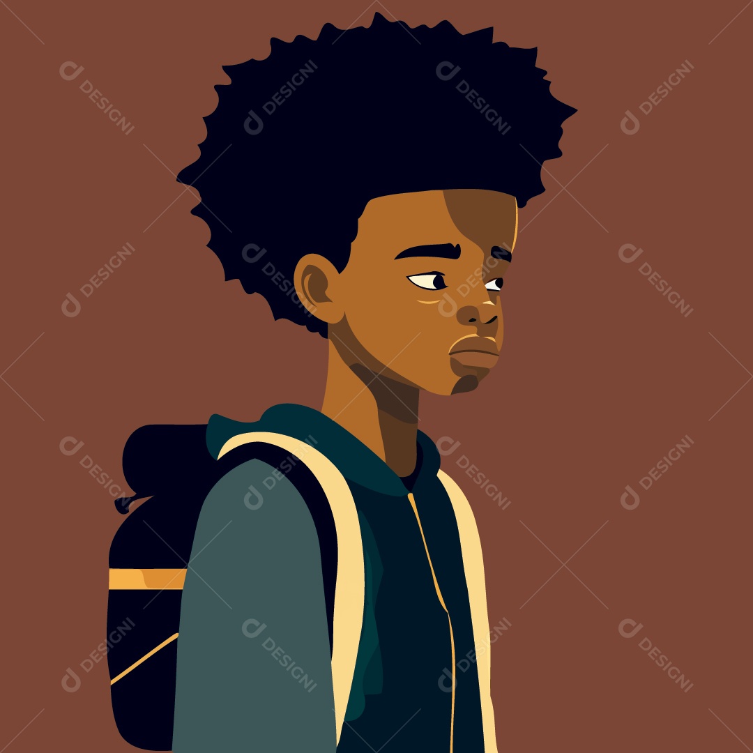 Jovem estudante com expressão abatida Vetor EPS