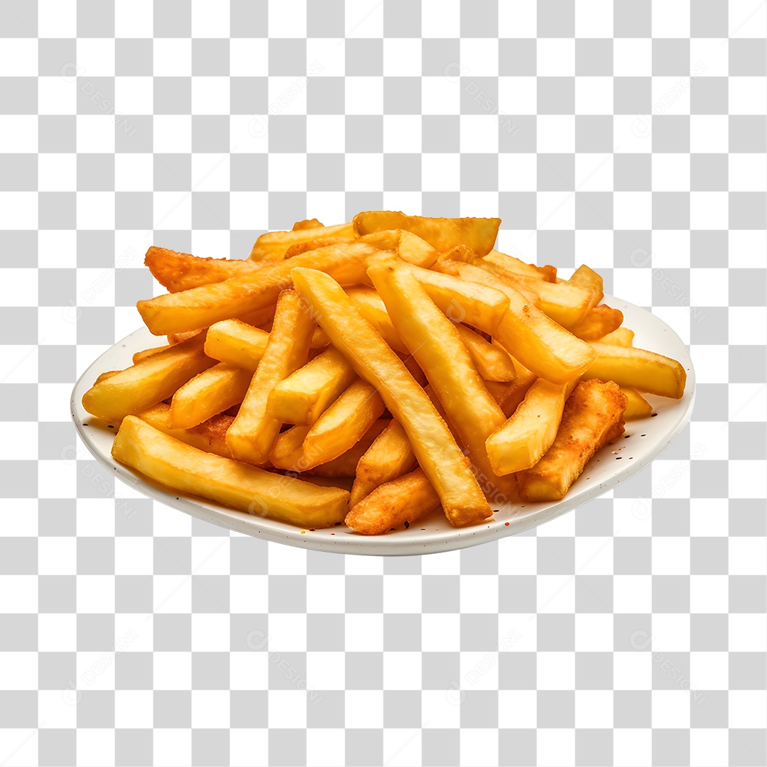 Prato Com Batata Frita PNG Transparente