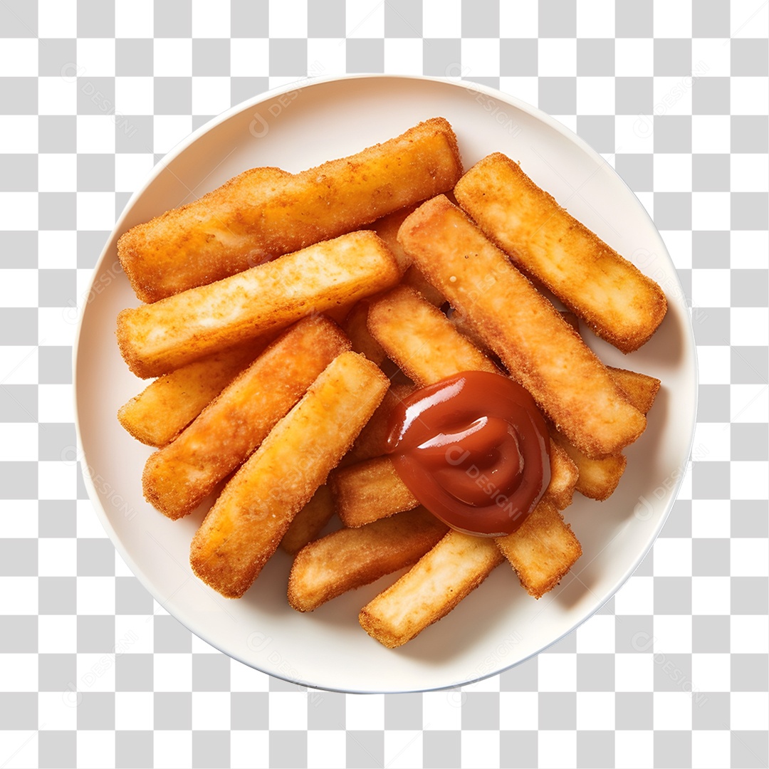 Prato Com Batata Frita PNG Transparente