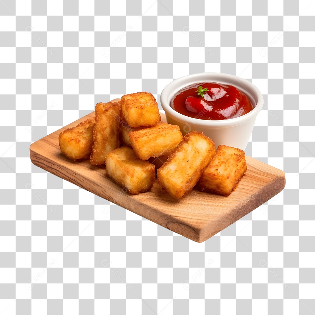 Batata Frita Com Molho Na Tabua De Madeira PNG Transparente