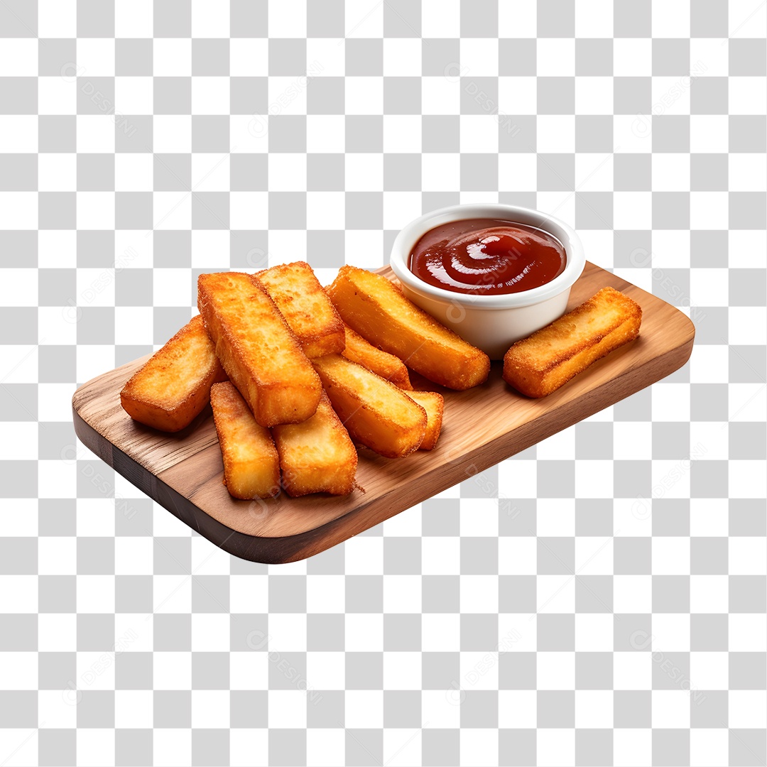 Mandioca Frita Com Molho Na Tabua De Madeira PNG Transparente