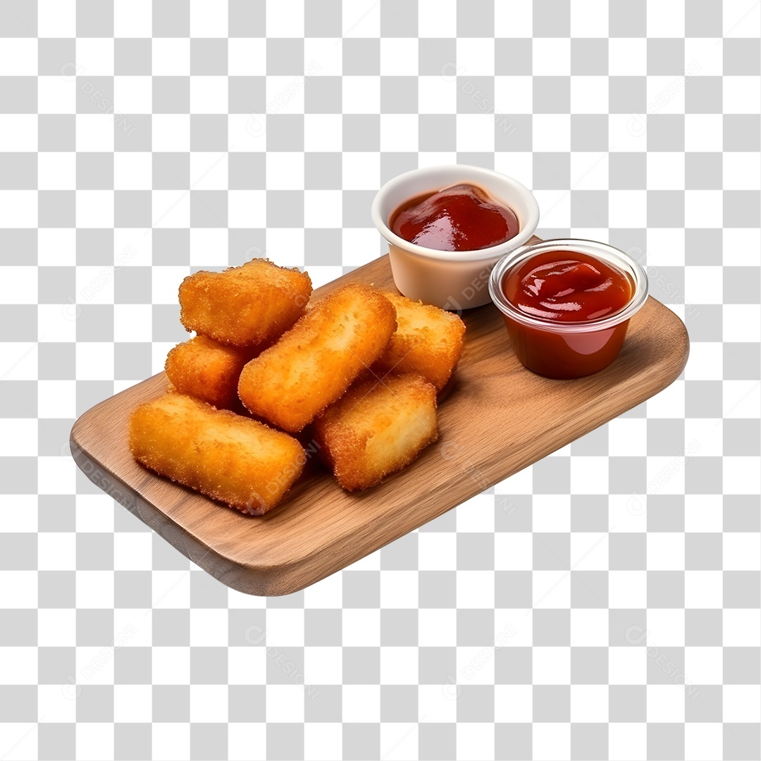 Mandioca Frita Com Molho Na Tabua De Madeira PNG Transparente