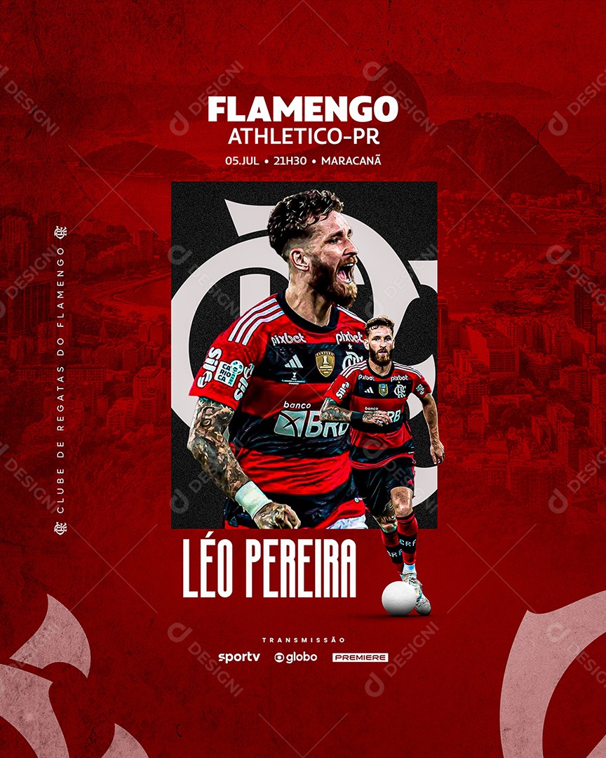 Social Media Futebol Flamengo X Atlético-PR Léo Pereira PSD Editável