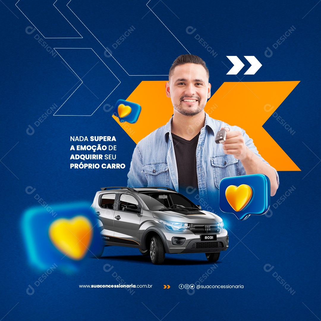 Nada Supera A Emoção De Adquirir Seu Próprio Carro Concessionária Social Media PSD Editável