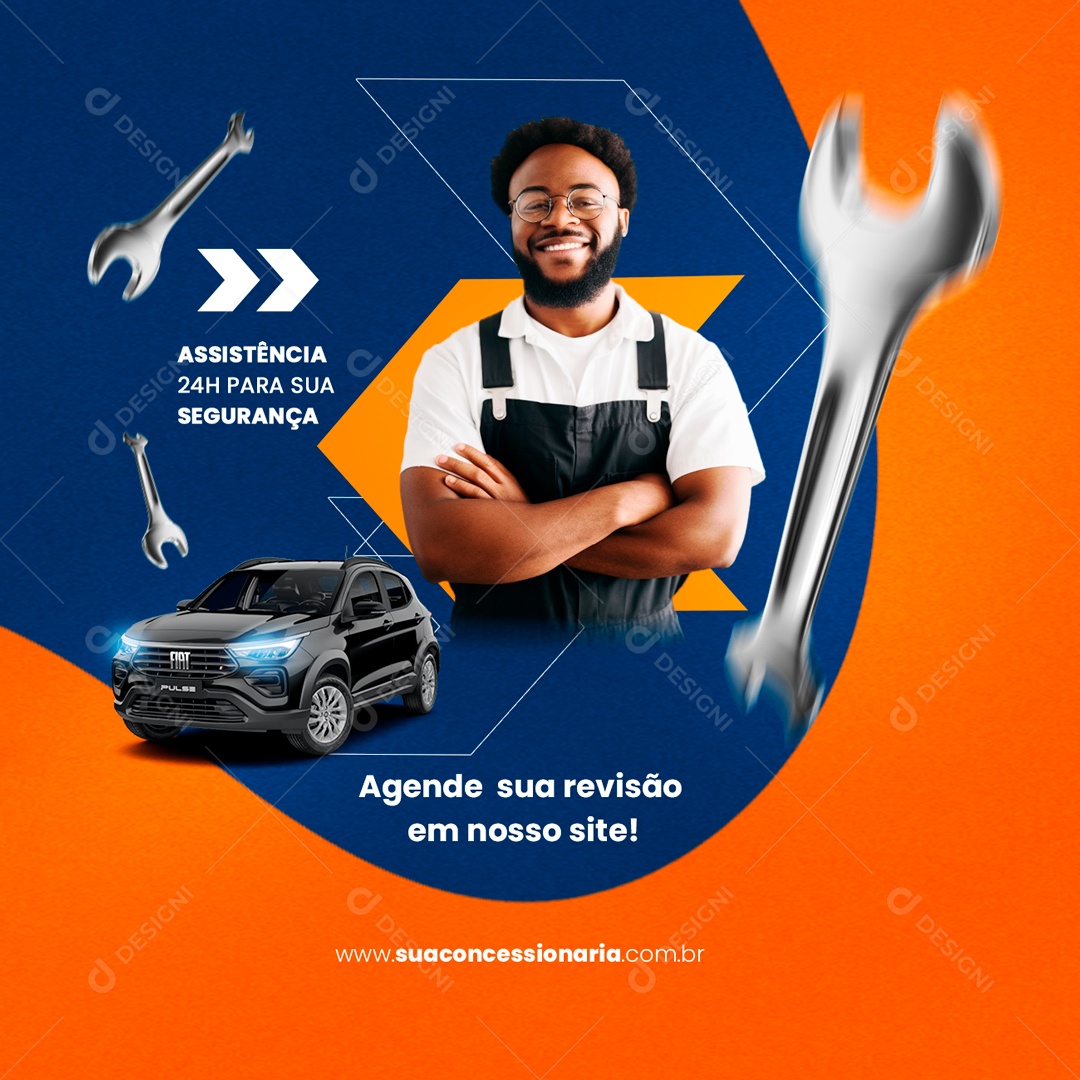 Agende Sua Revisão Em Nosso Site Concessionária Social Media PSD Editável