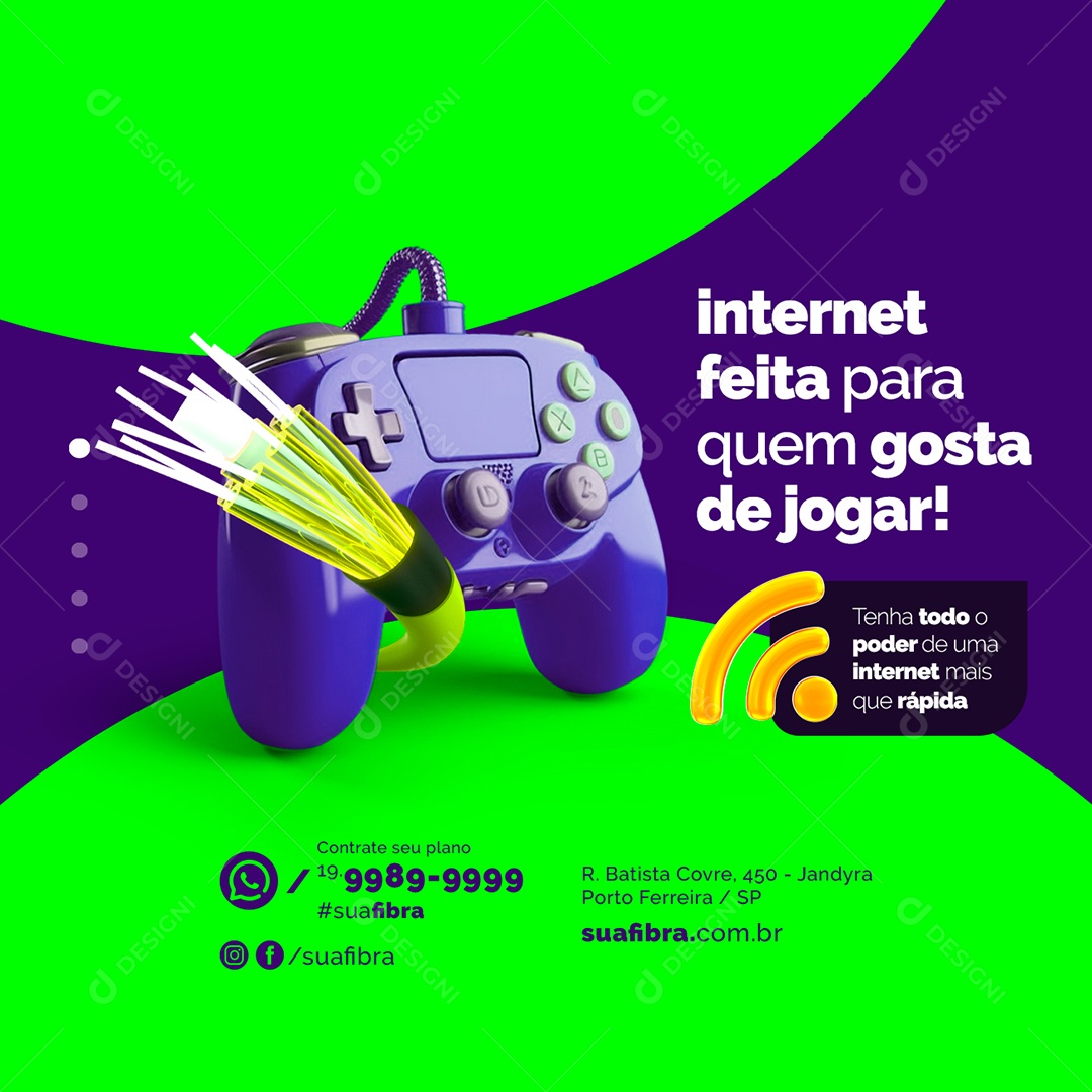 Internet Feita Para Quem Gosta De Jogar Provedor De Internet Social Media PSD Editável