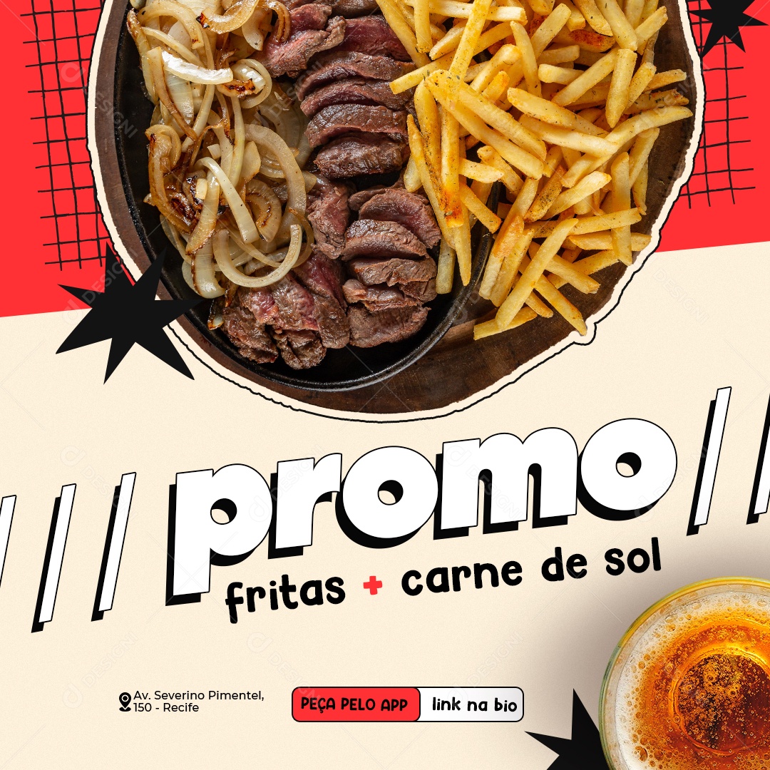 Promo Fritas + Carnes De Sol Social Media PSD Editável