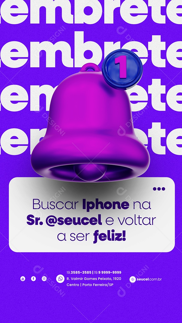 Story Lembrete Buscar Iphone Na Sr. Assistência Técnica Social Media PSD Editável