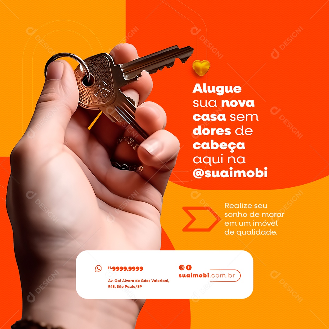 Alugue Sua Nova Casa Sem Dores De Cabeça Imobiliária Social Media PSD Editável