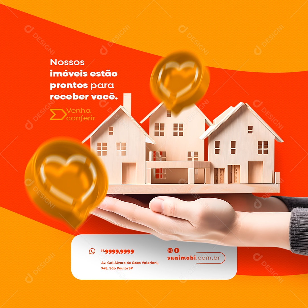 Nossos Imóveis Estão Prontos Para Receber Você Imobiliária Social Media PSD Editável