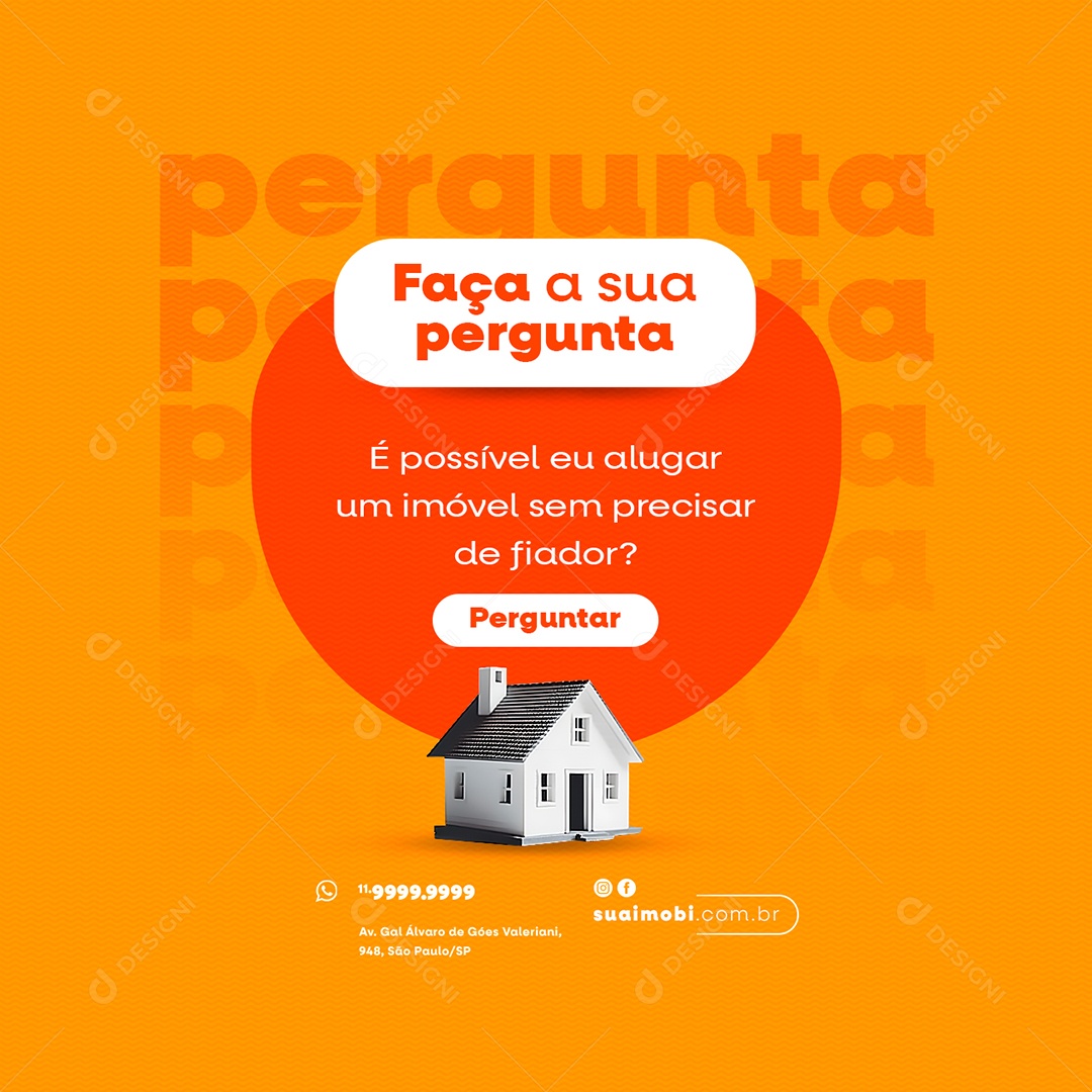 Faça A Sua Pergunta Imobiliária Social Media PSD Editável