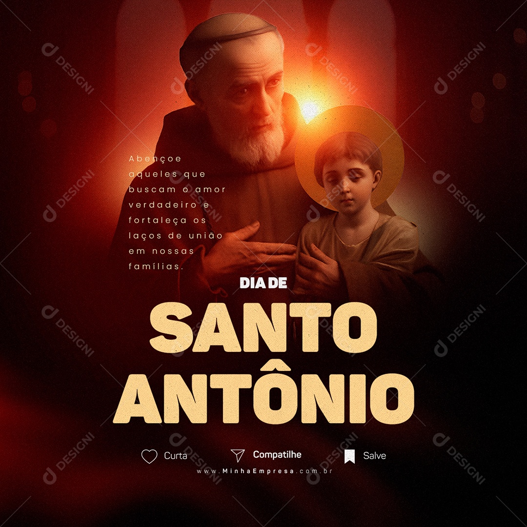 Abençoe Aqueles Que Buscam O Amor Verdadeiro Dia De Santo Antônio Social Media PSD Editável