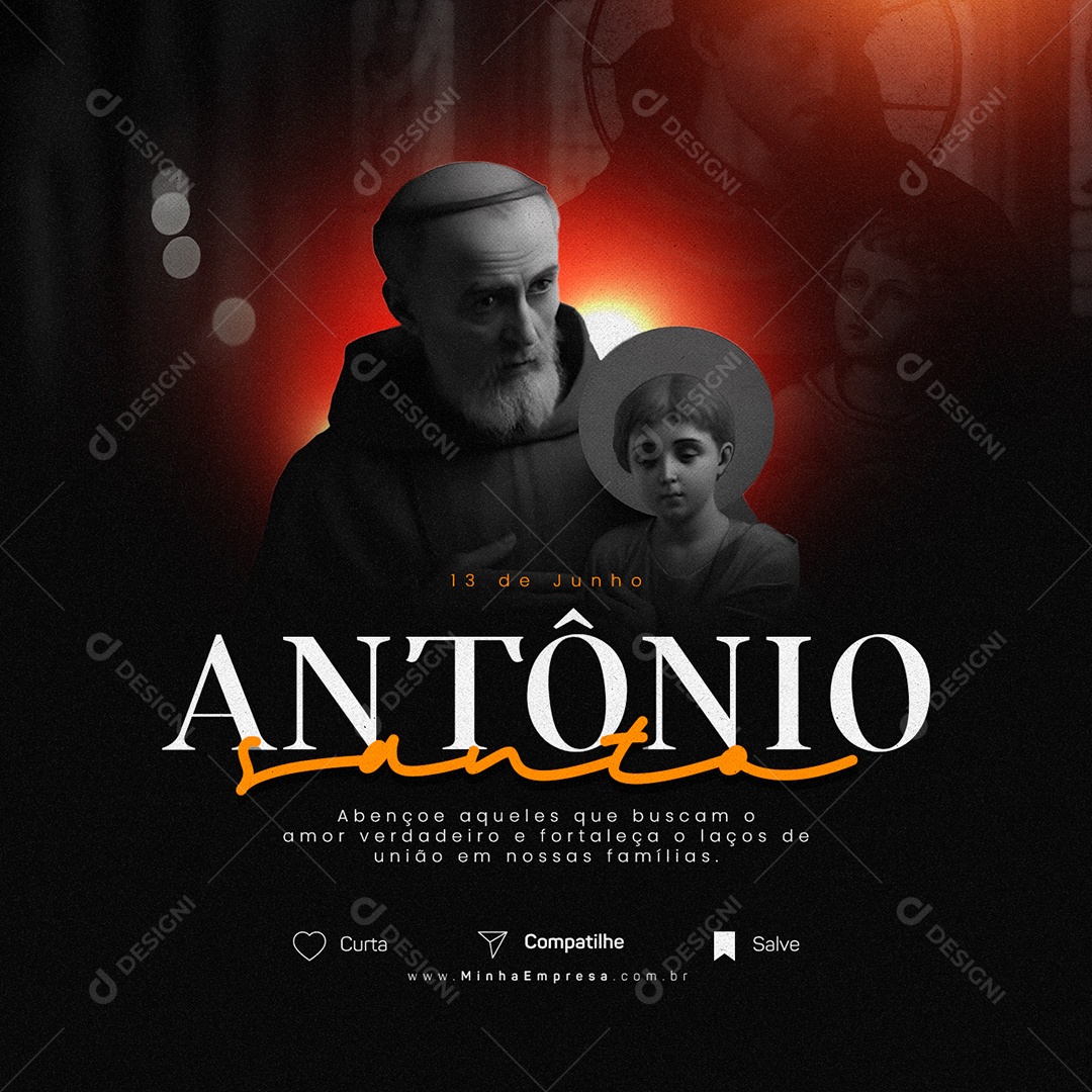Santo Antônio Abençoe Aqueles Que Buscam Social Media PSD Editável