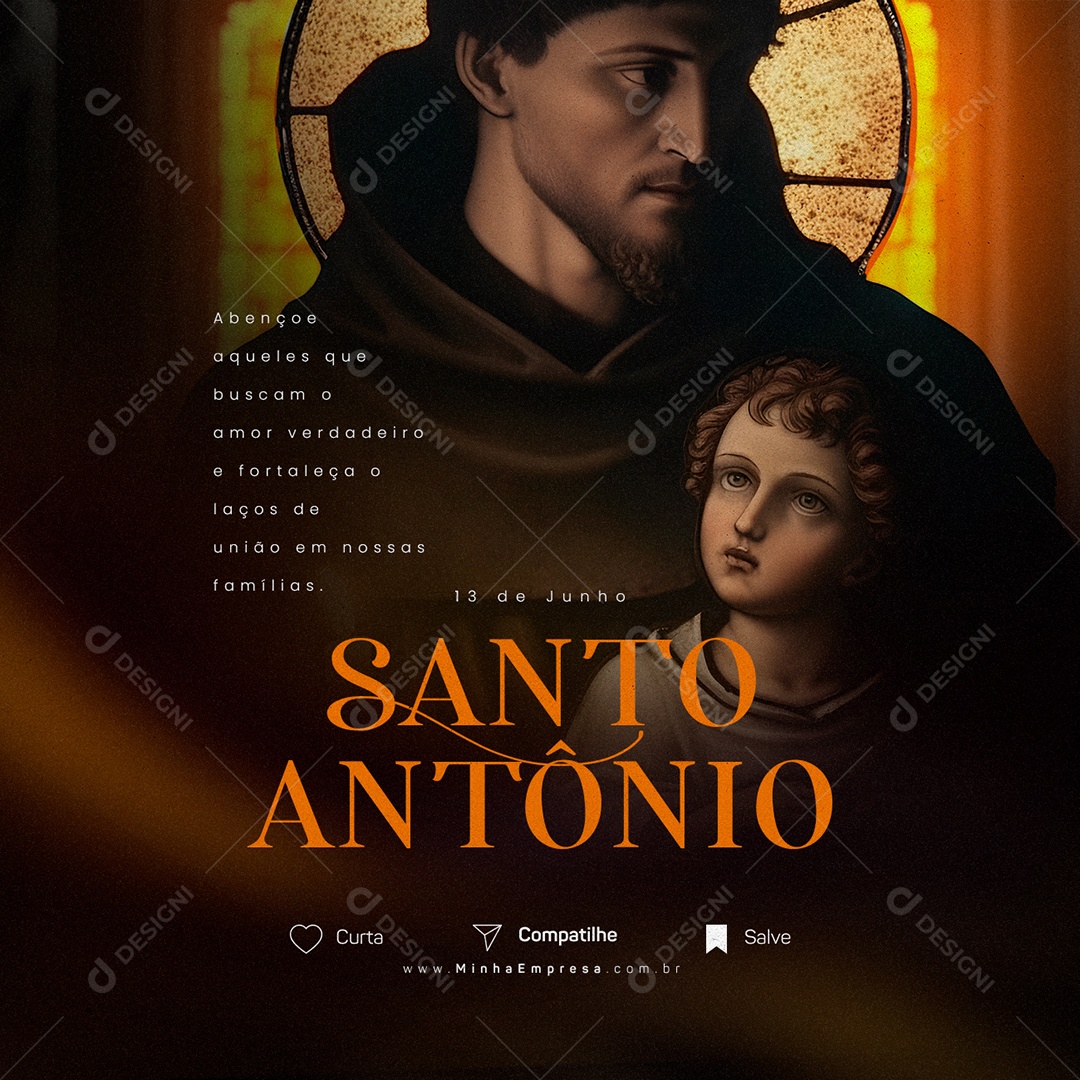 Abençoe Aqueles Que Buscam O Amor Verdadeiro Santo Antônio Social Media PSD Editável