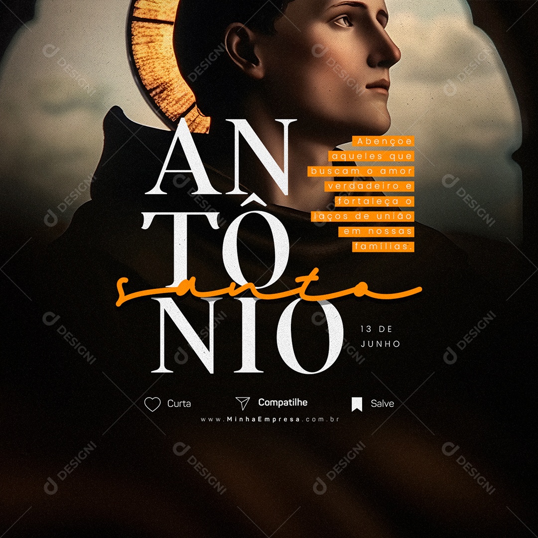 Abençoe Aqueles Que Buscam O Amor Verdadeiro E Fortaleça O Laços De União Santo Antônio Social Media PSD Editável
