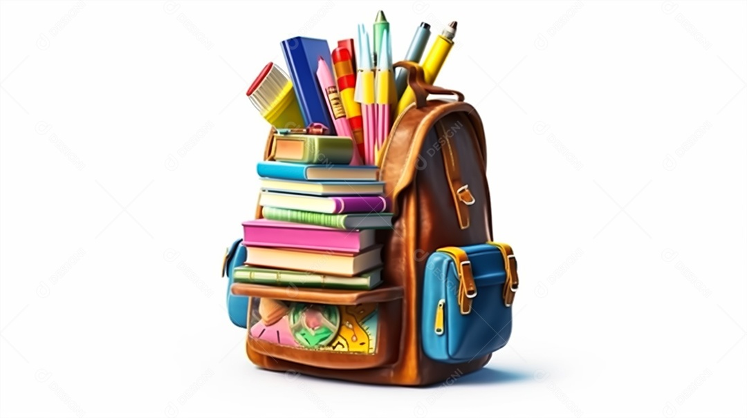 Material escolar sobre um fundo isolado branco