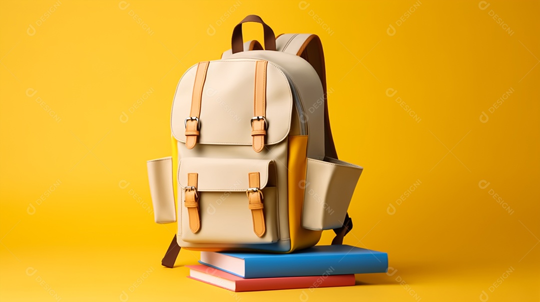 Material escolar com fundo isolado amarelo