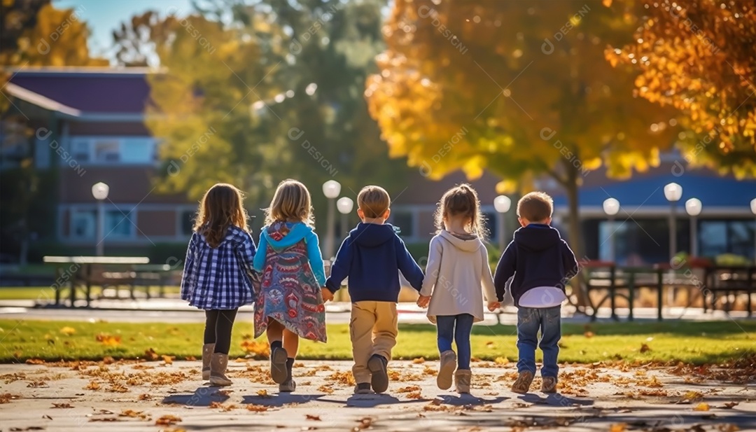 Pequenas crianças sobre um lindo jardim