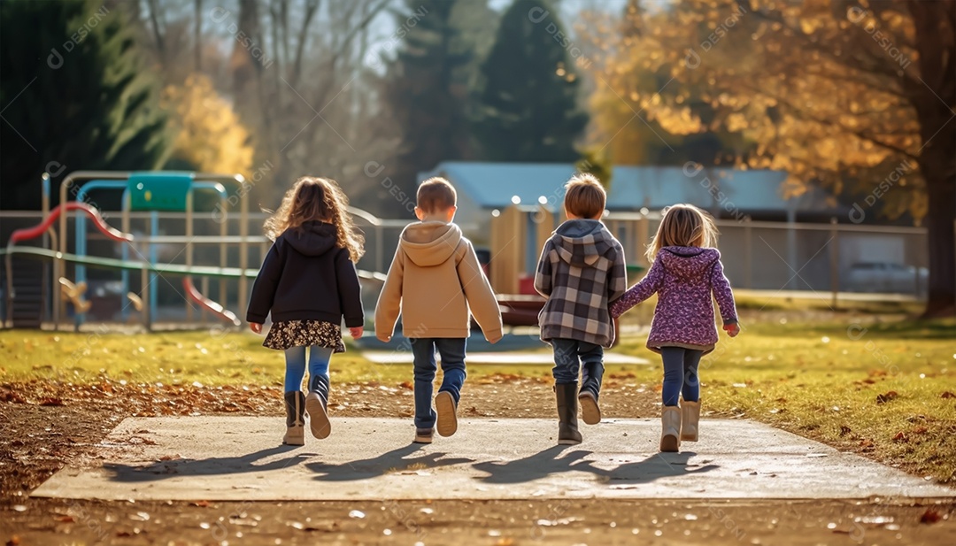 Pequenas crianças caminhando