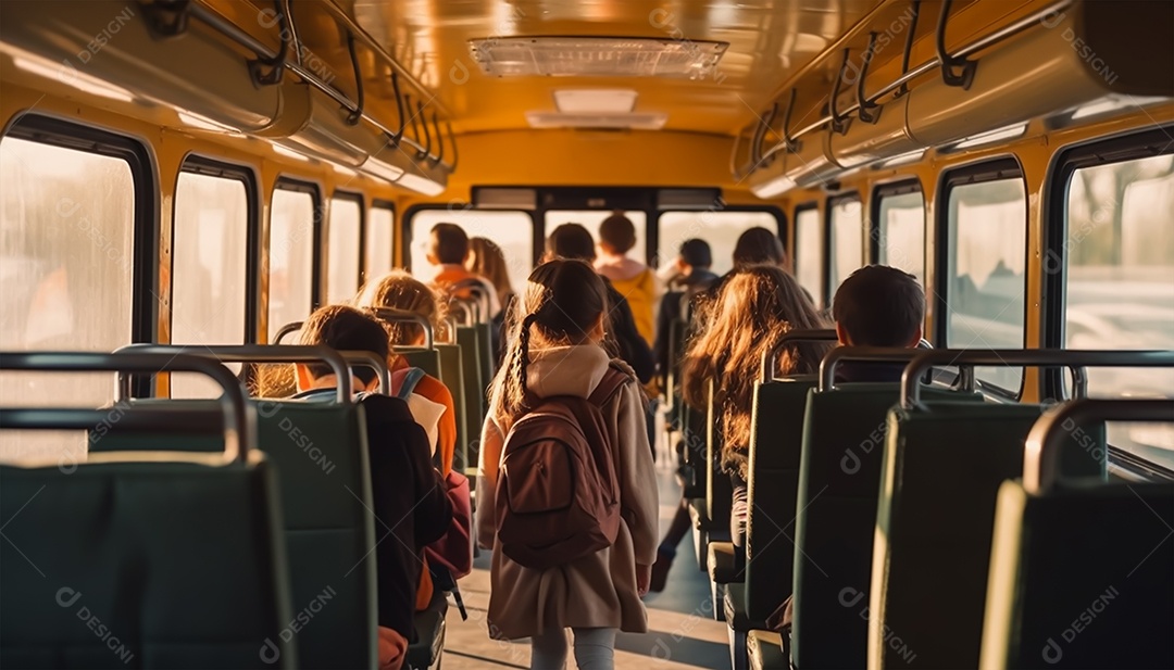 Crianças dentro de um ônibus