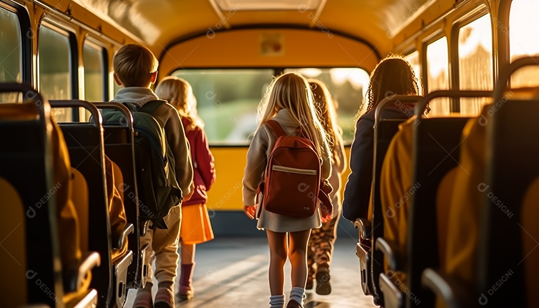 Crianças dentro de um ônibus
