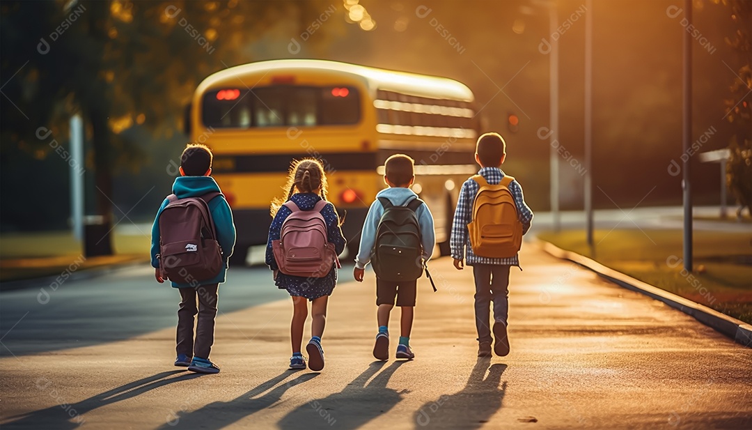 Crianças a caminho da escola