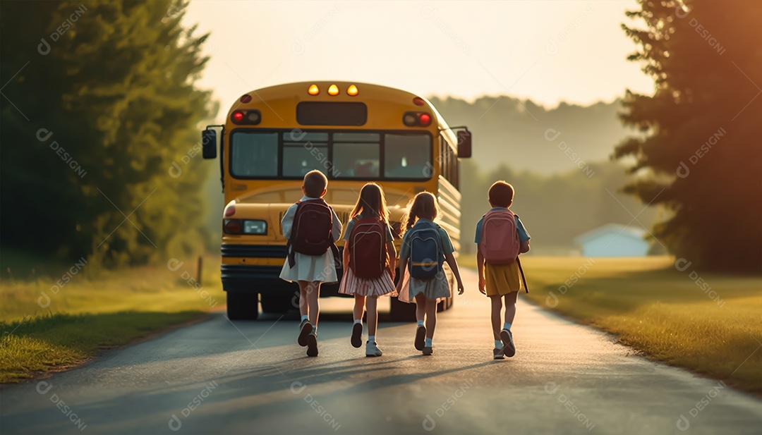 Crianças a caminho da escola