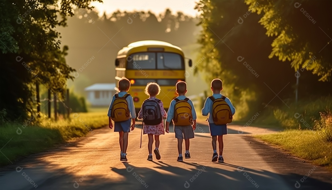 Crianças a caminho da escola