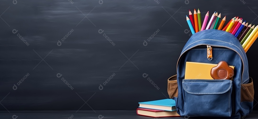 Material escolar sobre fundo isolado