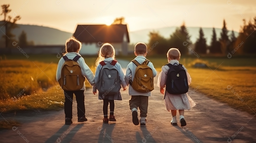 Crianças a caminho da escola