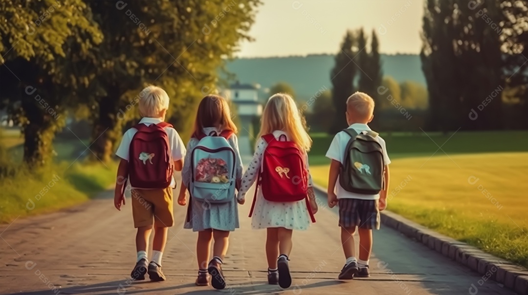 Crianças a caminho da escola