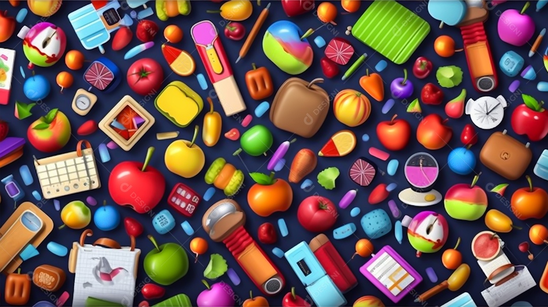 Vários emojis sobre um fundo isolado