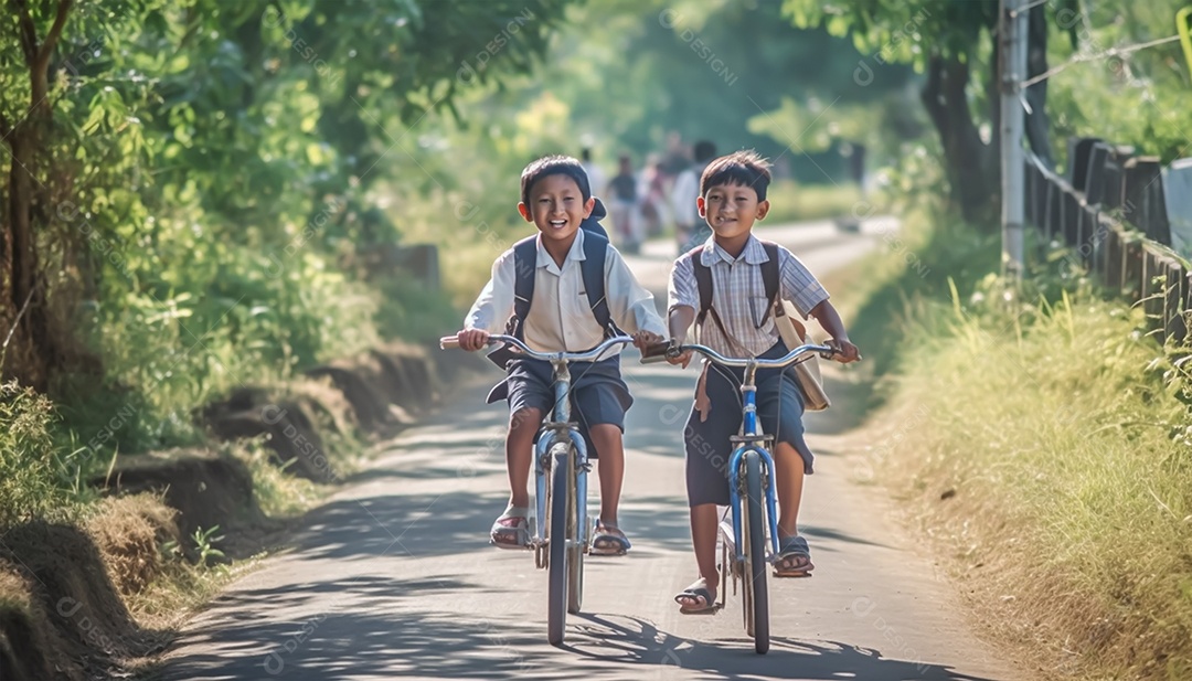 Crianças uniformizadas de volta à escola