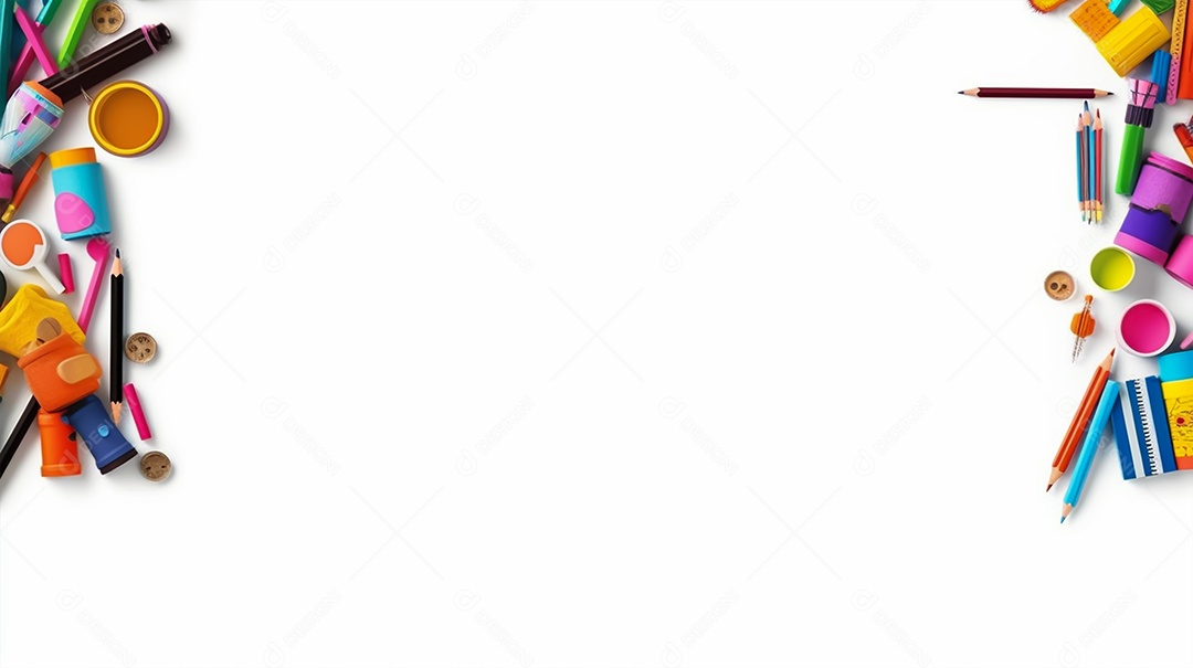 Cenário de volta as aulas com fundo branco