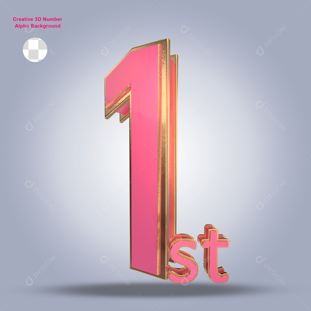 Numero 3D 1th Para Composição PSD