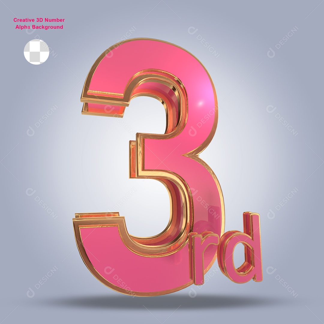 Numero 3D 3th Para Composição PSD