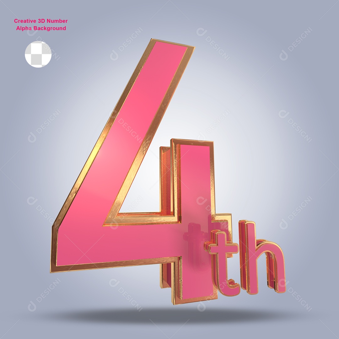 4th 3D Number For PSD Composition