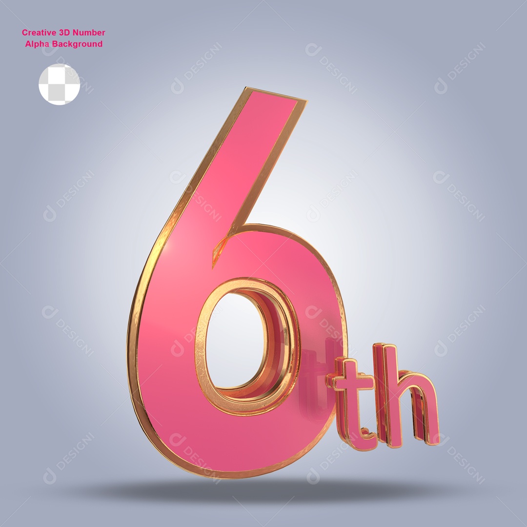 Numero 3D 6th Para Composição PSD
