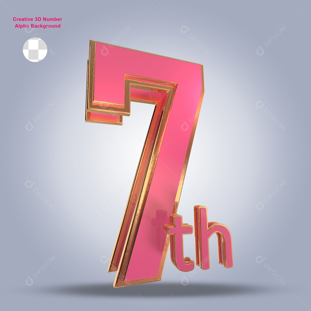 Numero 3D 7th Para Composição PSD