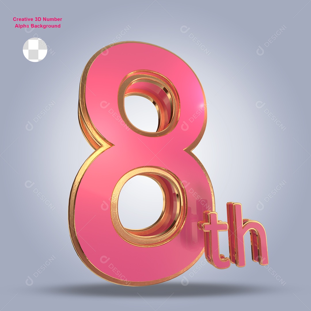 Numero 3D 8th Para Composição PSD