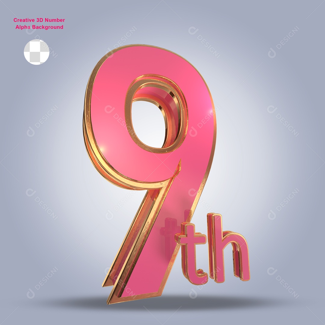 Numero 3D 9th Para Composição PSD