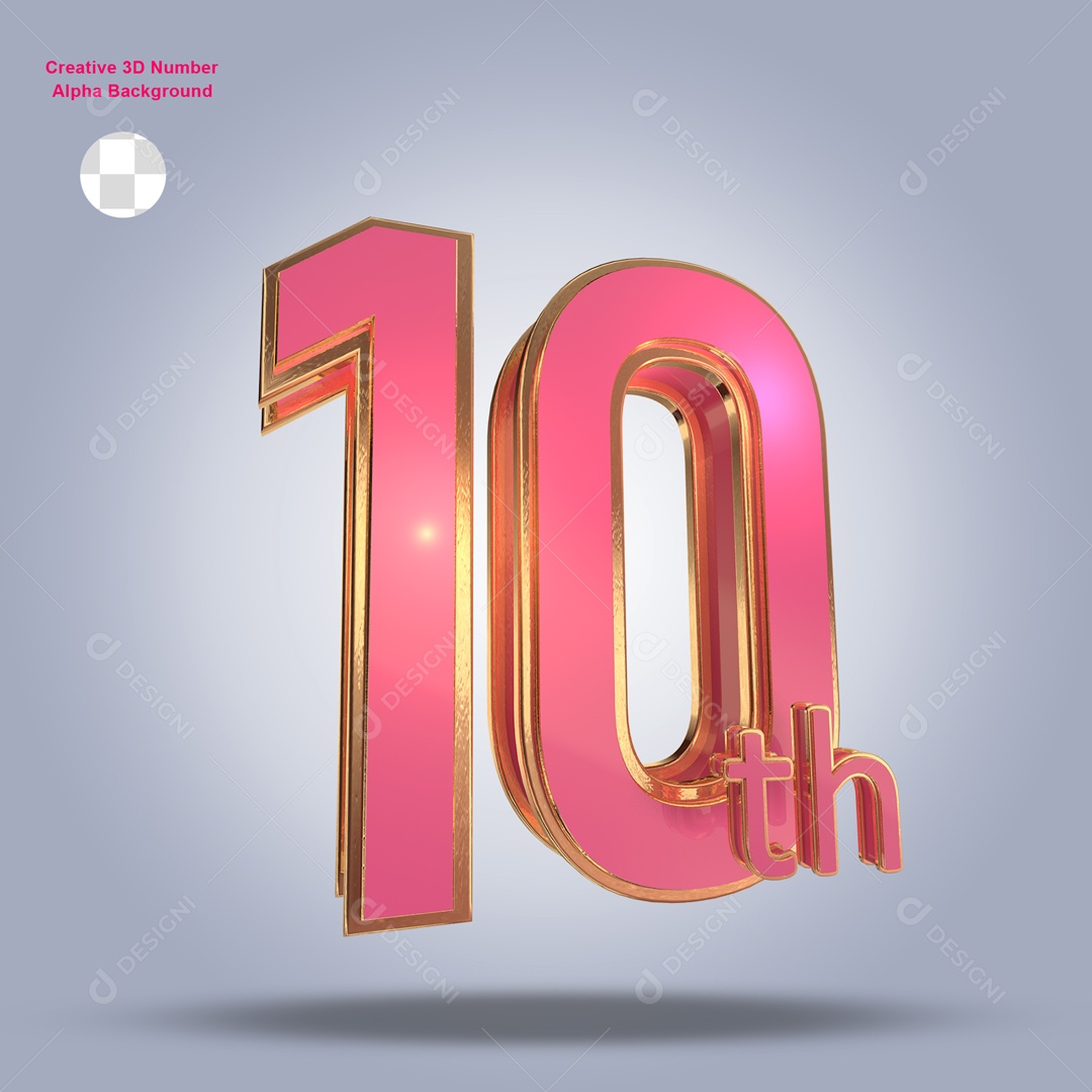 Numero 3D 10th Para Composição PSD