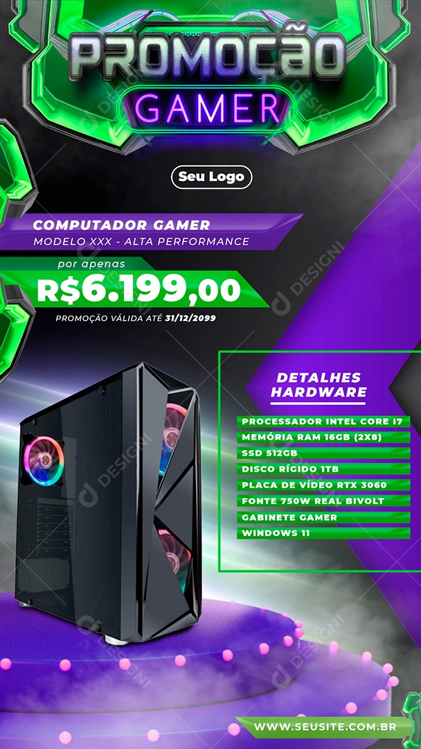 Promoção Gamer Alta Performance Social Media PSD Editável