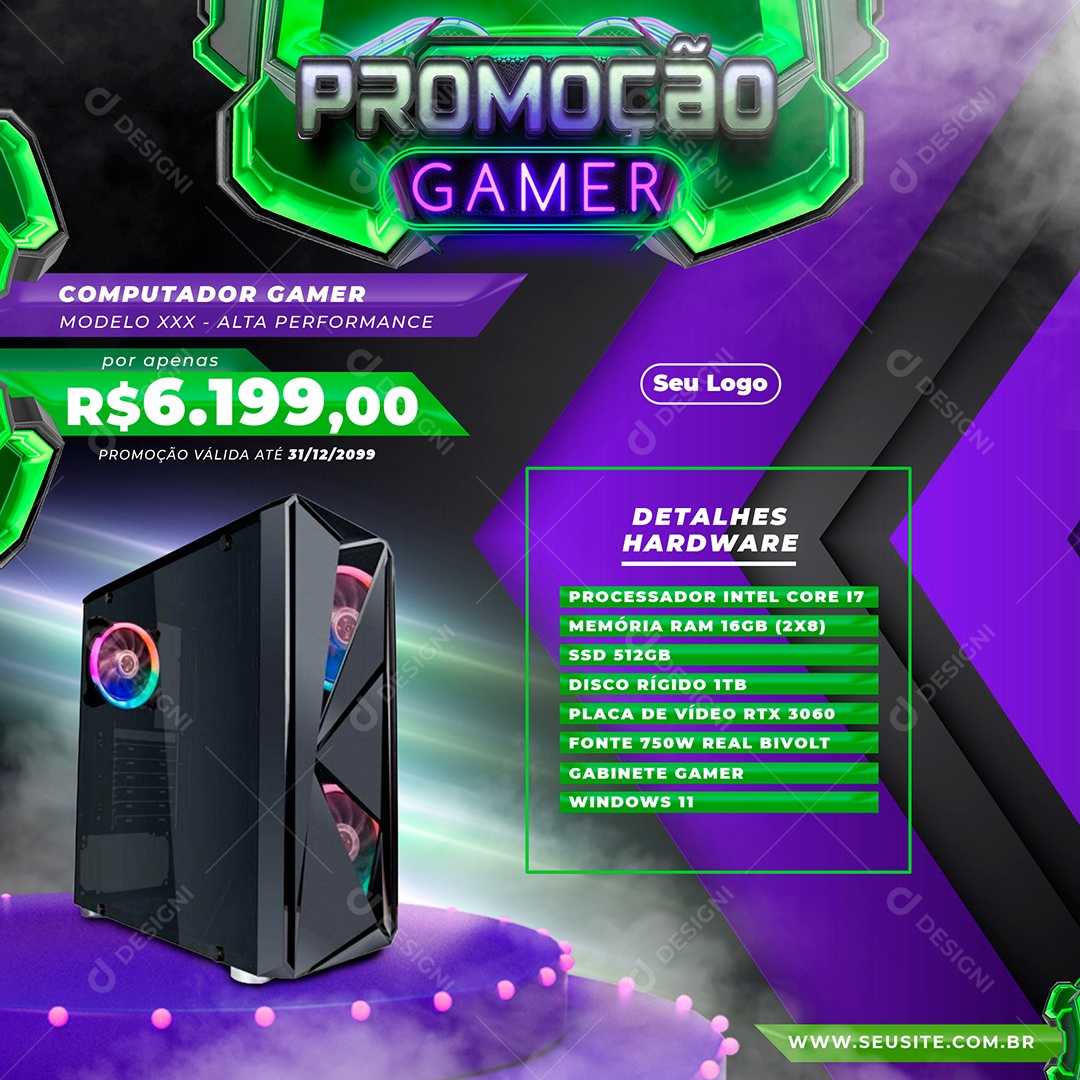 Promoção Gamer Alta Performance Social Media PSD Editável
