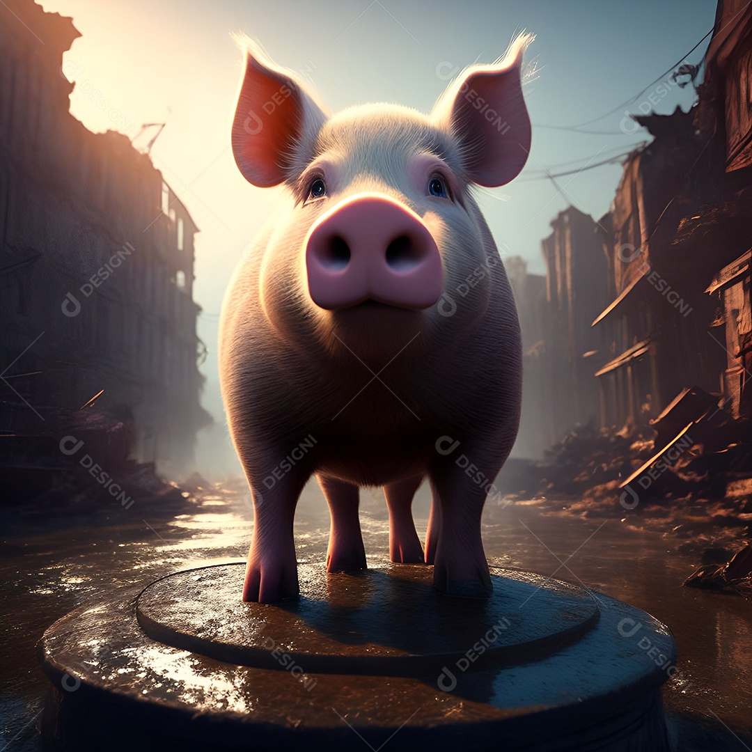 Imagem realista de porquinho na lama