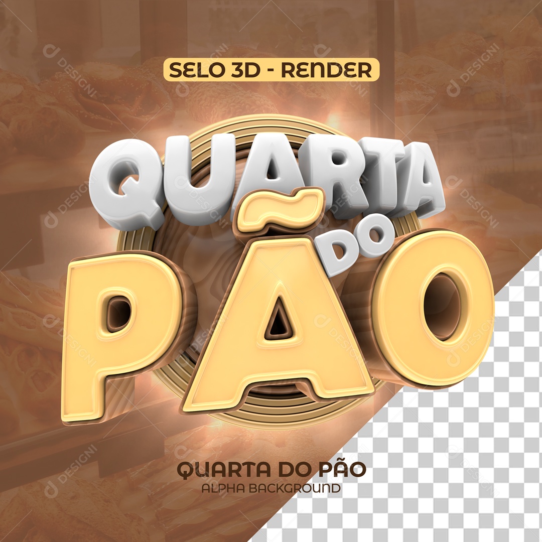 Selo 3D Quarta Do Pão Para Composição PSD