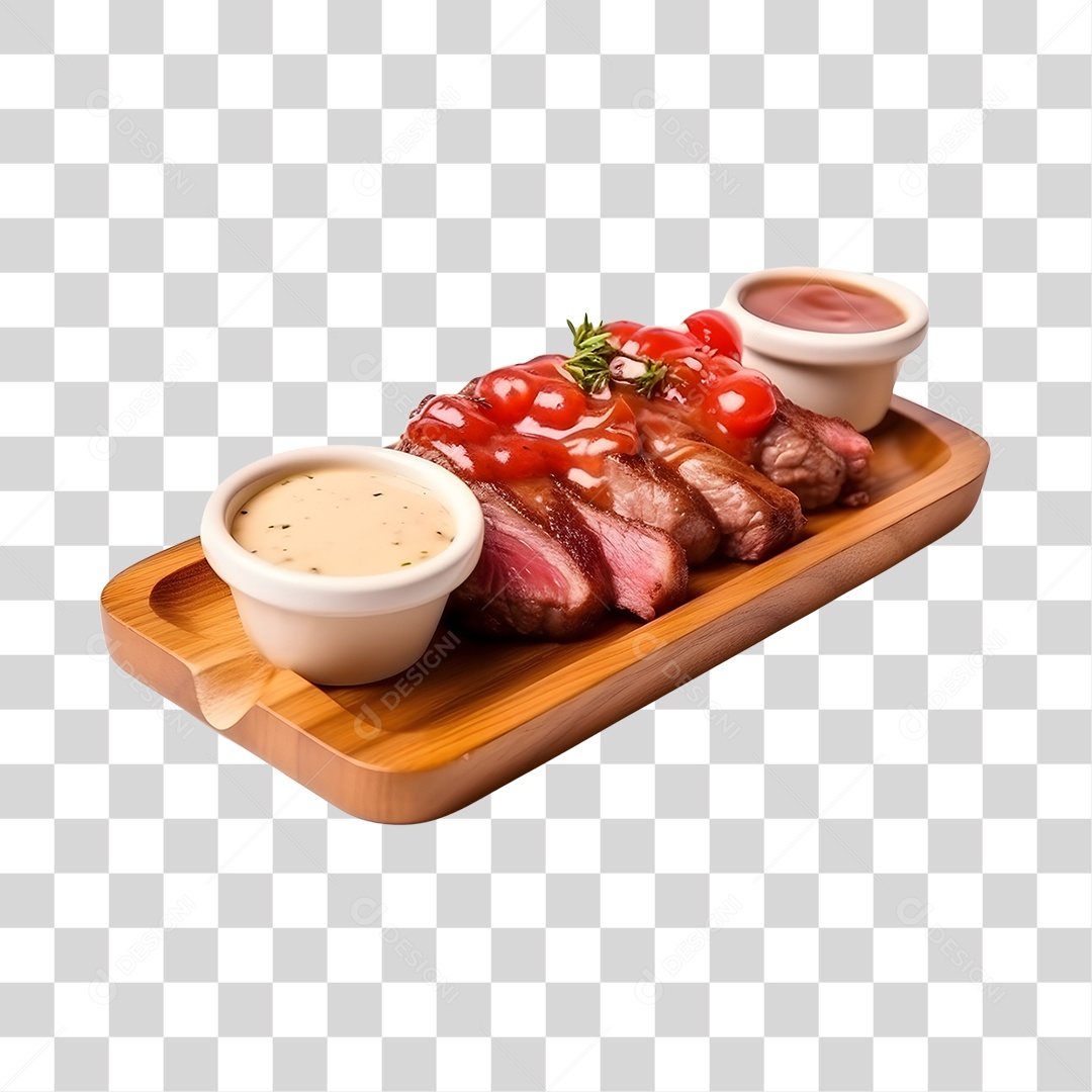 Carne Assada Com Molho Na Tabua PNG Transparente